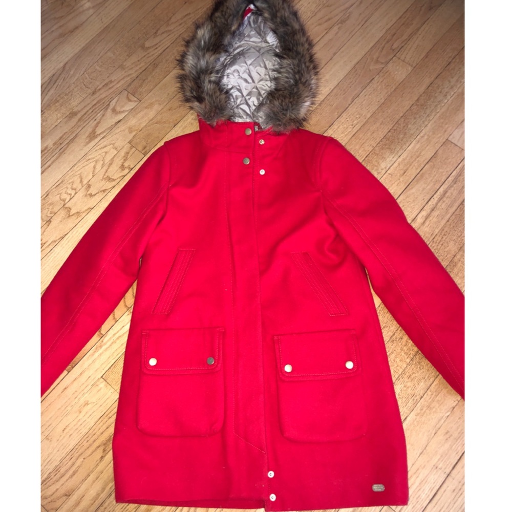 Red Abercrombie Wool Coat